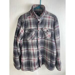 Berkley Jensen sherpa lined grey plaid flannel button down XL Chore Coat Outdoor